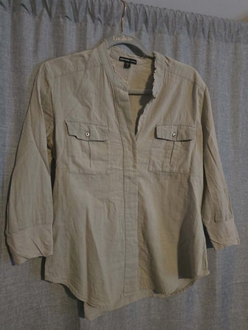James Perse linen v neck plunge women's shirt sz 2